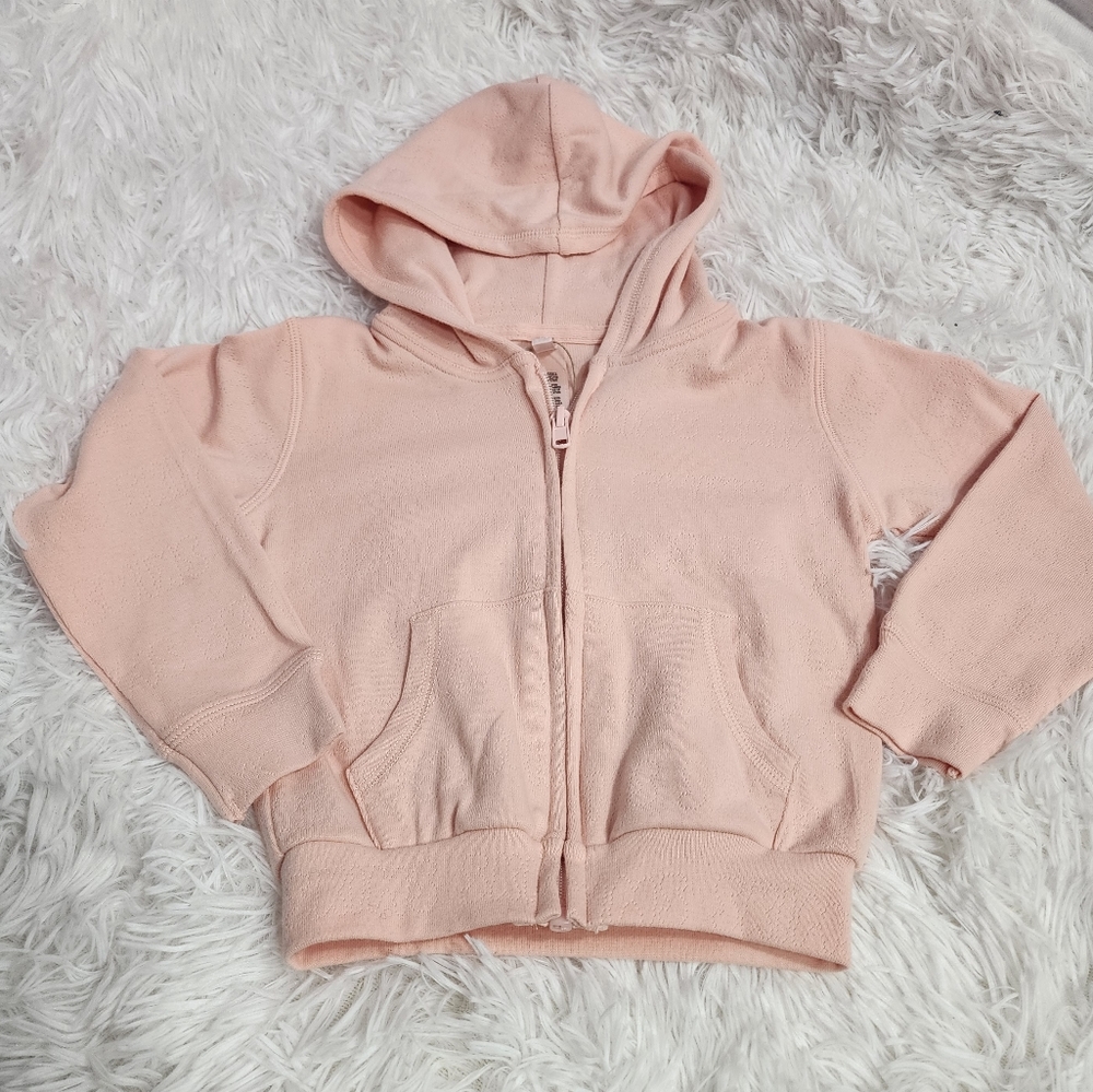 SKIMS Girls Kids Pink Quartz Pointelle Logo Full Zip Up Hoodie Size 3T/NWT